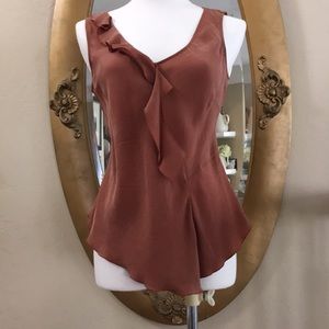 Anthropologie Brown Silk Sleeveless Top